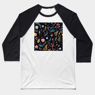 Ojibwe Floral Pattern | Native American Floral Design Black Baseball T-Shirt